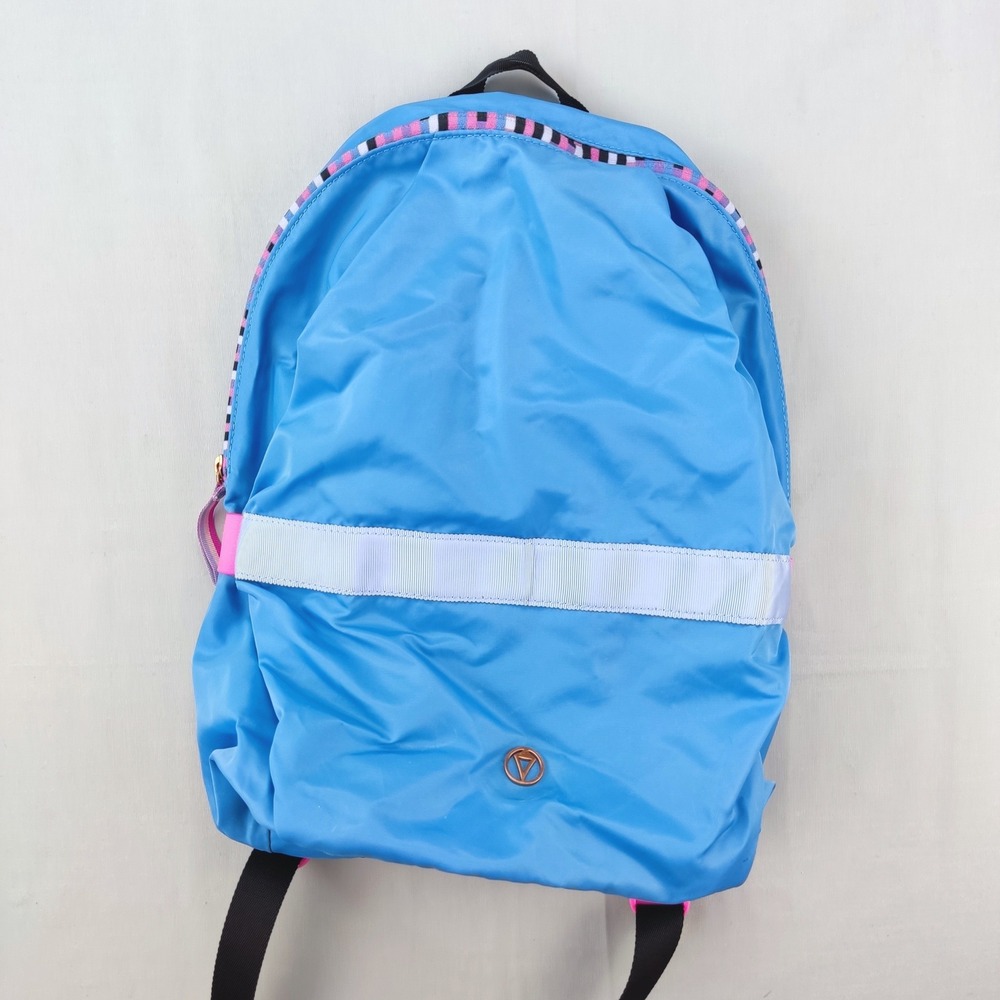 Ivivva Backpack Girls OS Blue Pink Striped Everyday Yoga School Bag IU9218S